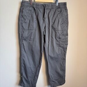 Sonoma Cargo Crop Utility Pants Grey Elastic Waist Women Size 16 Hiking Gorpcore